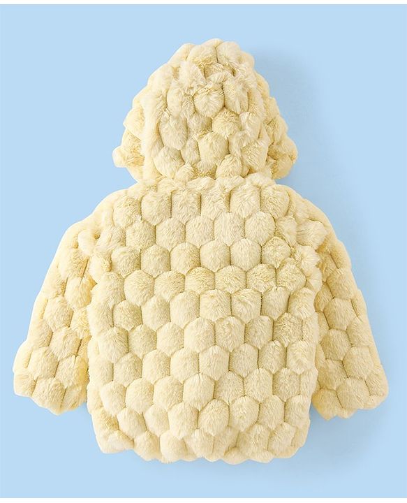 Babyhug Woven Full Sleeves Hooded Jacket with Cable Knit Design - Yellow