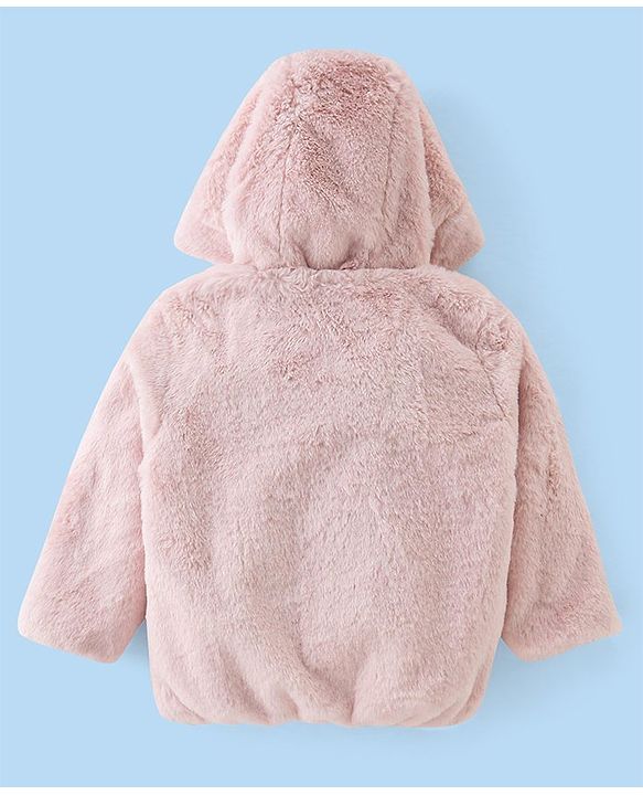 Babyhug Woven Full Sleeves Hooded Jacket with Side Pockets - Pink