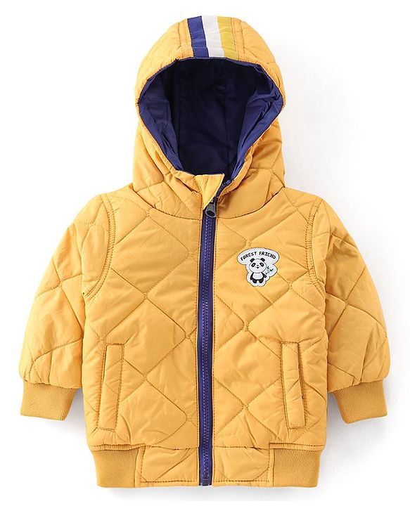 Babyhug Full Sleeves Reversible Solid Colour Hooded Jacket - Yellow