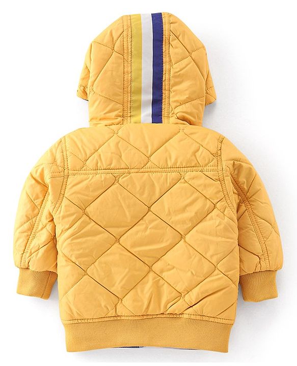 Babyhug Full Sleeves Reversible Solid Colour Hooded Jacket - Yellow