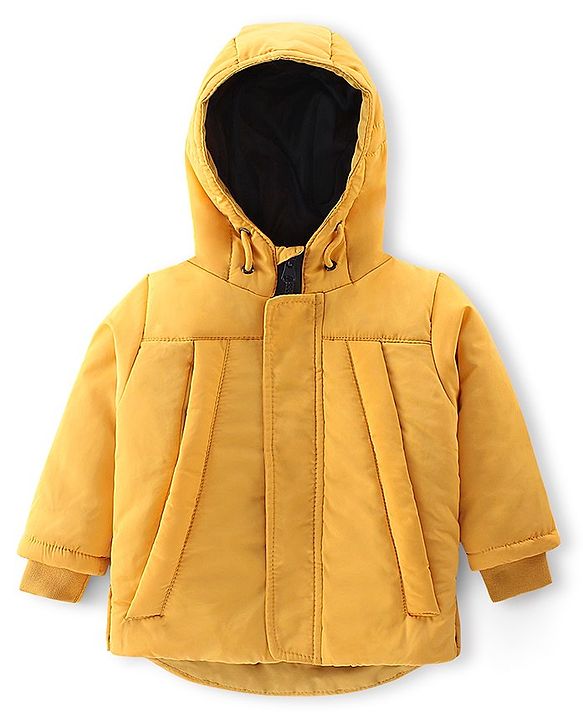 Babyhug Full Sleeves Hooded Jacket Solid Color - Yellow
