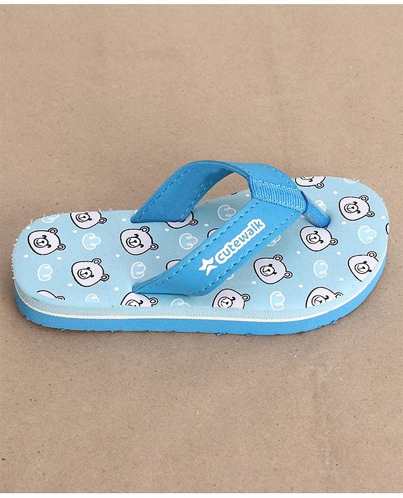 Cute Walk by Babyhug Slip On Flip Flop with Bear Print - Blue