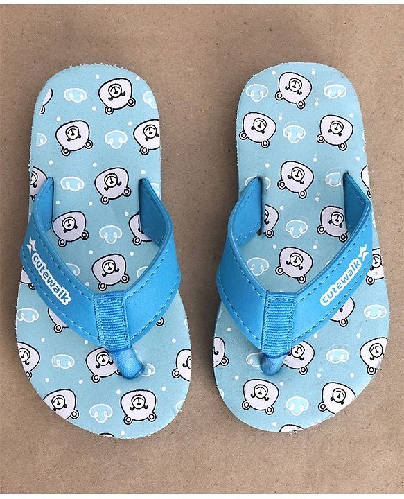 Cute Walk by Babyhug Slip On Flip Flop with Bear Print - Blue