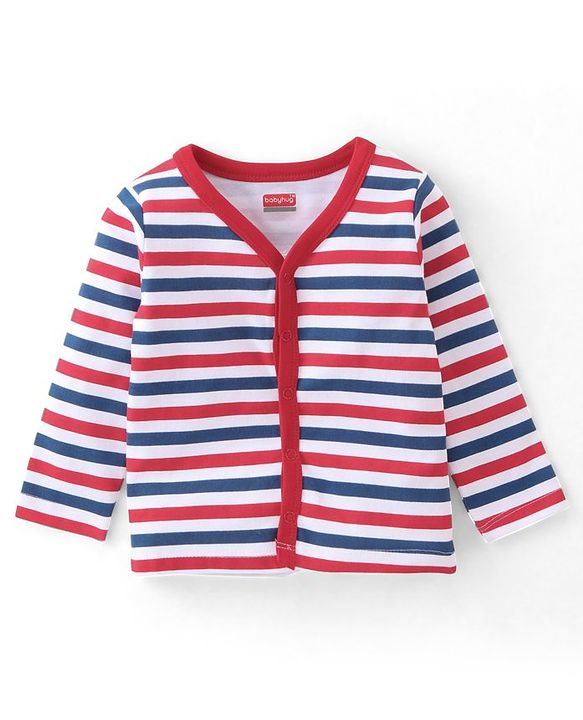 Babyhug 100% Cotton Knit Full Sleeves Front Open Vests Stripes & Animal Print Pack of 3 - Multicolour