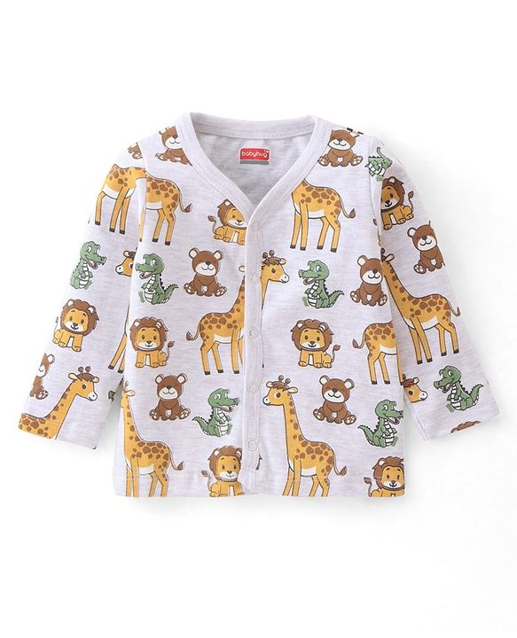 Babyhug 100% Cotton Knit Full Sleeves Front Open Vests Stripes & Animal Print Pack of 3 - Multicolour