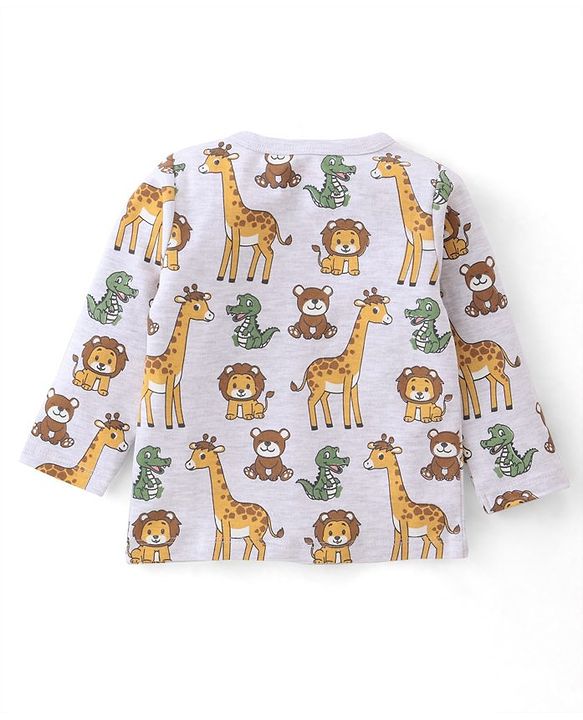 Babyhug 100% Cotton Knit Full Sleeves Front Open Vests Stripes & Animal Print Pack of 3 - Multicolour