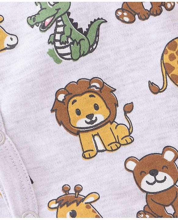 Babyhug 100% Cotton Knit Full Sleeves Front Open Vests Stripes & Animal Print Pack of 3 - Multicolour