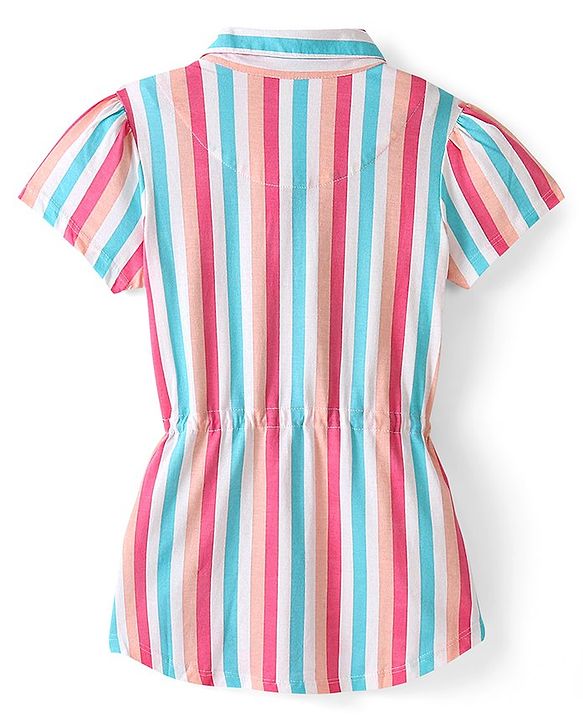 Pine Kids Woven Half Sleeves Shirt & Leggings Striped - Pink