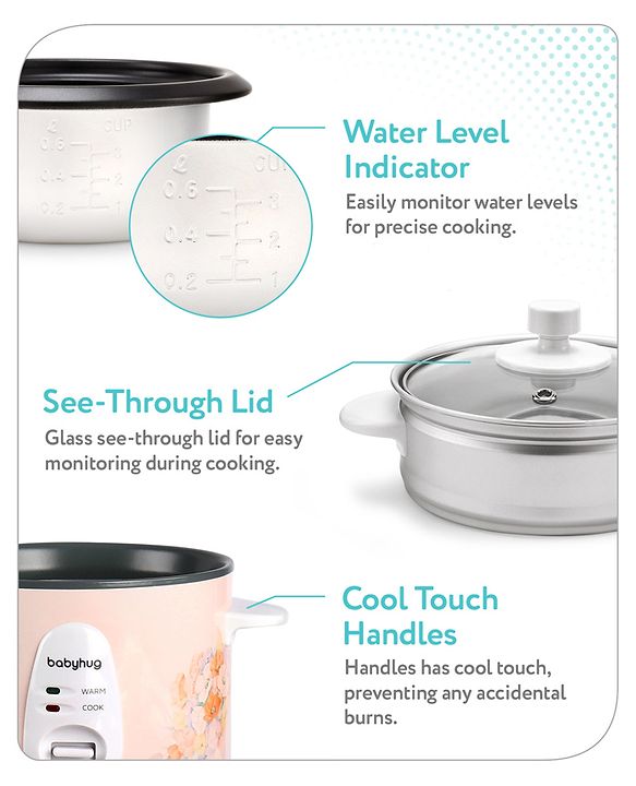 Babyhug Automatic Baby Rice Cooker Cum Food Steamer- Pink