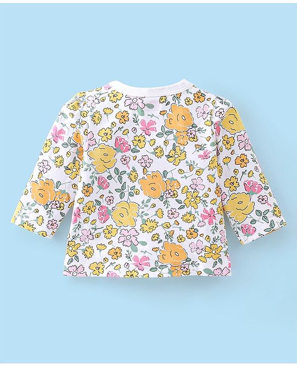 Babyhug 100% Cotton Knit Full Sleeves Front Open Floral & Deer Printed Vests Pack of 3 - Multicolour