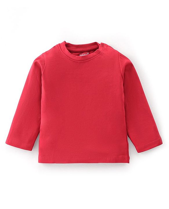 Babyhug 100% Cotton Knit Full Sleeves Solid Colour T-Shirt - Red