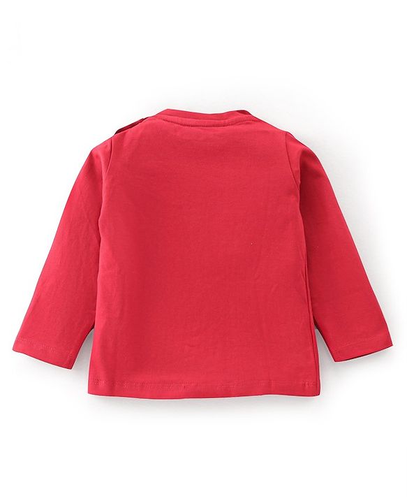 Babyhug 100% Cotton Knit Full Sleeves Solid Colour T-Shirt - Red