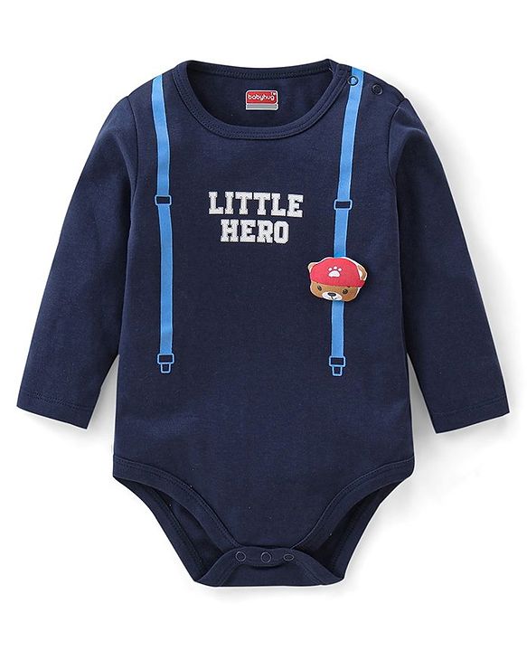 Babyhug 100% Cotton Interlock Knit Full Sleeves Onesies with Legging Stripes & Text Print - Multicolor