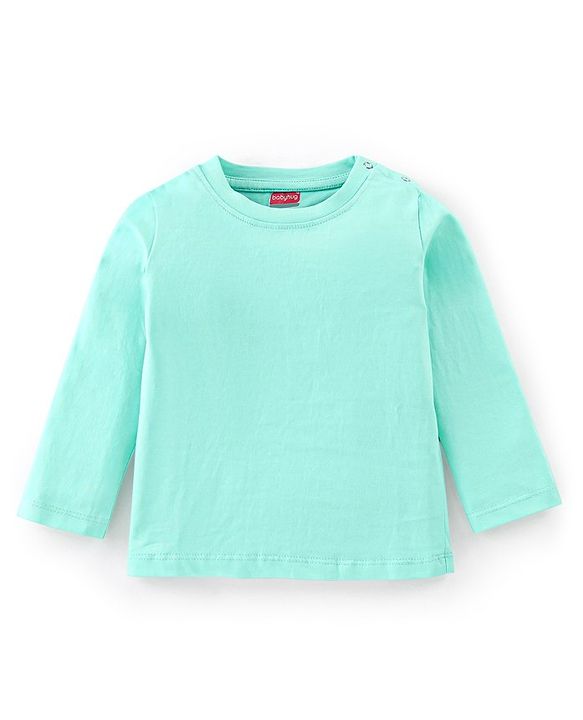 Babyhug 100% Cotton Knit Full Sleeves Solid Colour T-Shirt - Blue
