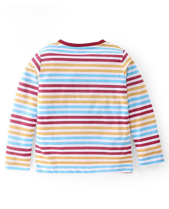 Babyhug Cotton Knit Full Sleeves Striped T-Shirt - Multicolour