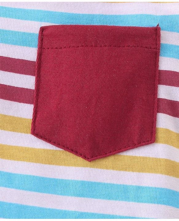 Babyhug Cotton Knit Full Sleeves Striped T-Shirt - Multicolour