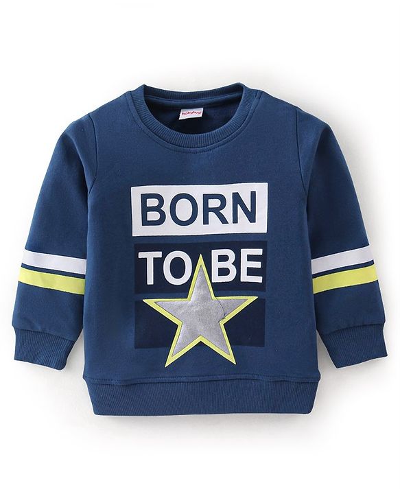 Babyhug Cotton Knit Full Sleeves T-Shirt & Lounge Pant Set Star Print - Blue