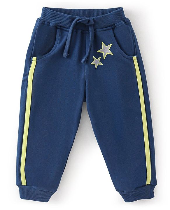 Babyhug Cotton Knit Full Sleeves T-Shirt & Lounge Pant Set Star Print - Blue