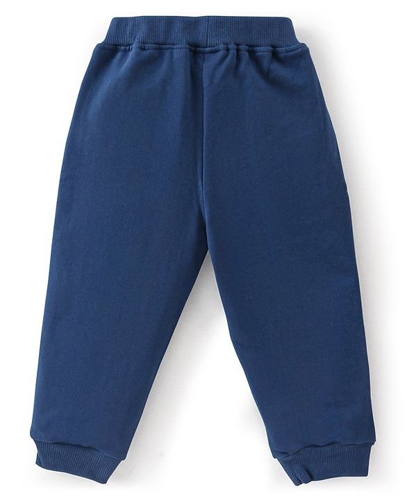 Babyhug Cotton Knit Full Sleeves T-Shirt & Lounge Pant Set Star Print - Blue