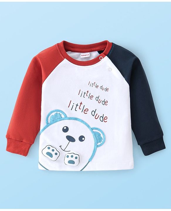 Babyhug 100% Cotton Knit Raglan Sleeves T-Shirt & Lounge Pant Set Teddy Print - Multicolour