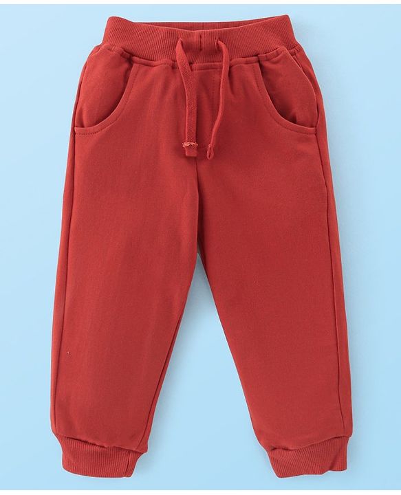 Babyhug Cotton Knit Full Sleeves Text Print T-Shirt & Lounge Pant Set - White & Maroon