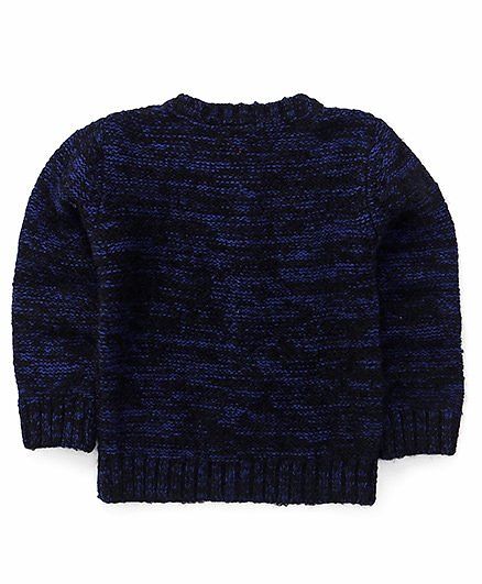 Babyhug Full Sleeves Cardigan With Sequined Bow - Navy