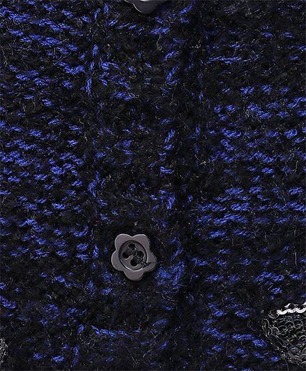 Babyhug Full Sleeves Cardigan With Sequined Bow - Navy