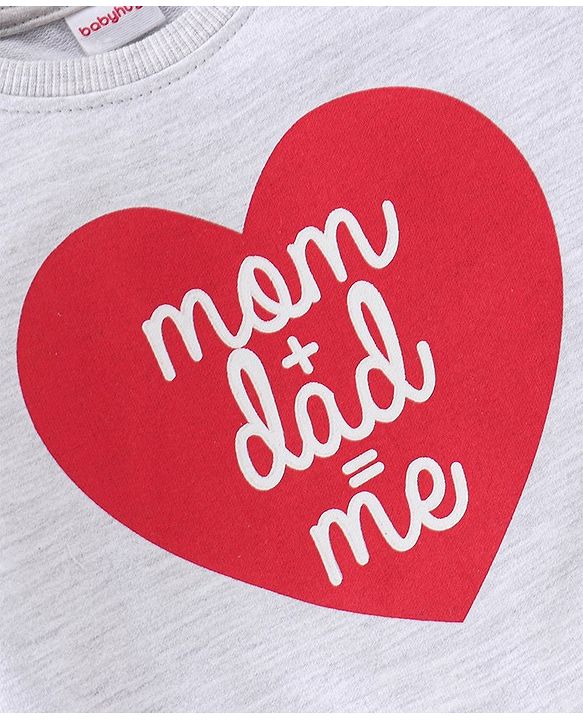 Babyhug Full Sleeves Sweatshirt with Text & Heart Graphics - White