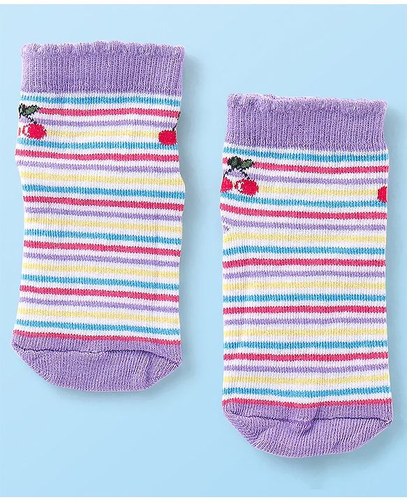 Cute Walk by Babyhug Ankle Length Anti Bacterial Socks Polka Dot Design Pack of 3 - Pink & Purple