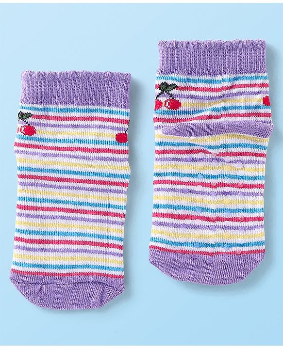 Cute Walk by Babyhug Ankle Length Anti Bacterial Socks Polka Dot Design Pack of 3 - Pink & Purple