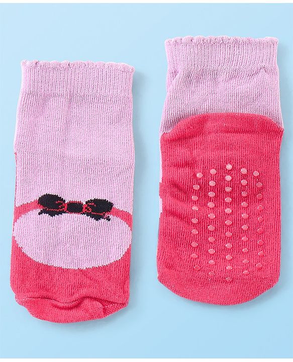 Cute Walk by Babyhug Ankle Length Anti Bacterial Socks Polka Dot Design Pack of 3 - Pink & Purple