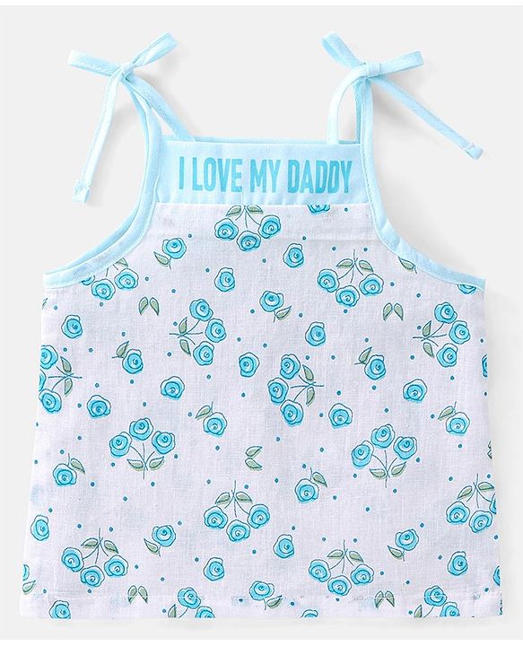 Babyhug 100% Cotton Sleeveless Jhabla Floral Print Pack Of 3 - Blue & Pink