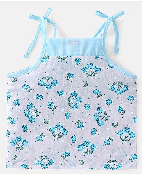 Babyhug 100% Cotton Sleeveless Jhabla Floral Print Pack Of 3 - Blue & Pink