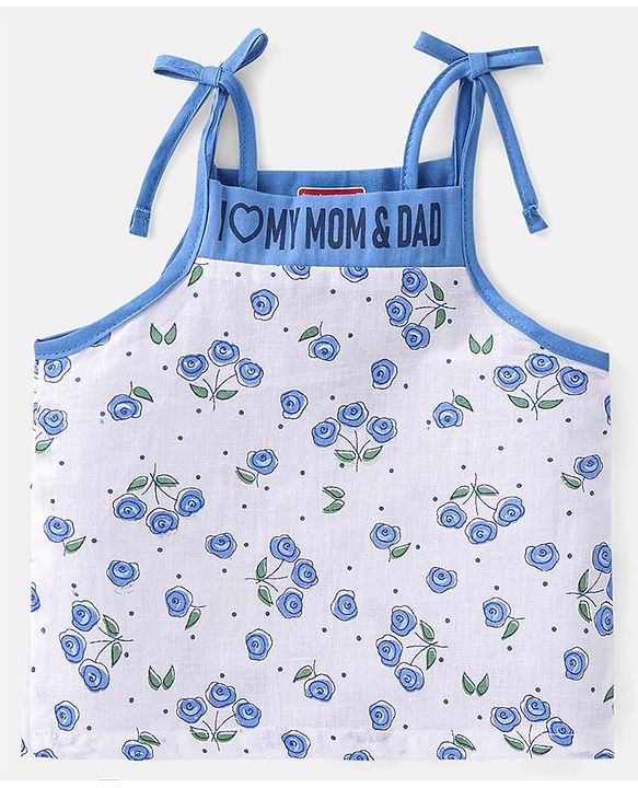 Babyhug 100% Cotton Sleeveless Jhabla Floral Print Pack Of 3 - Blue & Pink