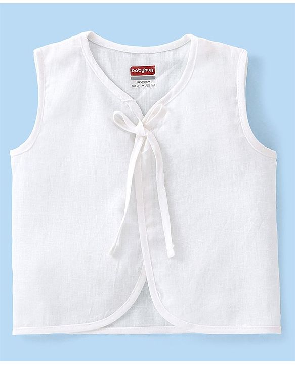 Babyhug 100% Cotton Front Tie Knot Jhabla Pack of 5 - White