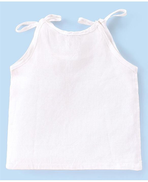 Babyhug 100% Cotton Knit Sleeveless Tie Knot Solid Jhablas Pack of 5 - White