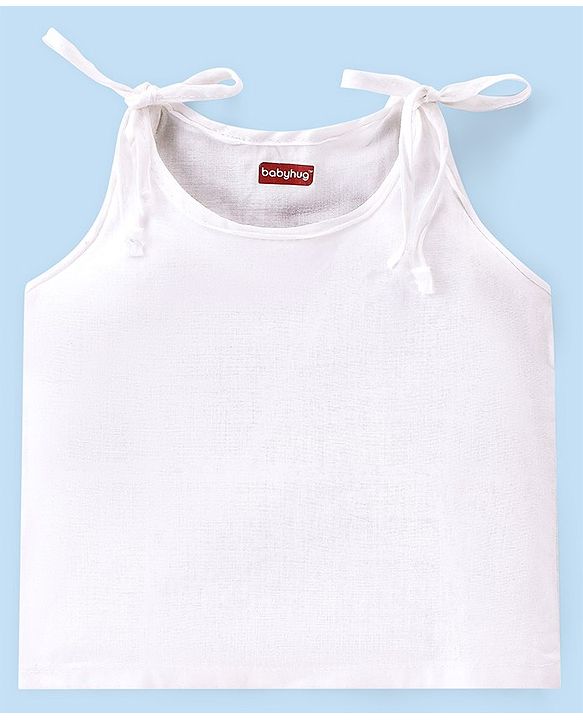 Babyhug 100% Cotton Knit Sleeveless Tie Knot Solid Jhablas Pack of 5 - White