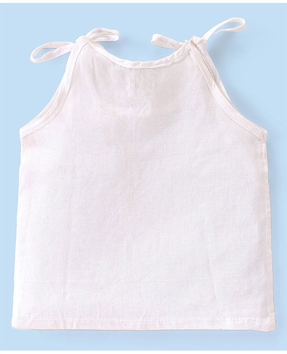 Babyhug 100% Cotton Knit Sleeveless Tie Knot Solid Jhablas Pack of 5 - White