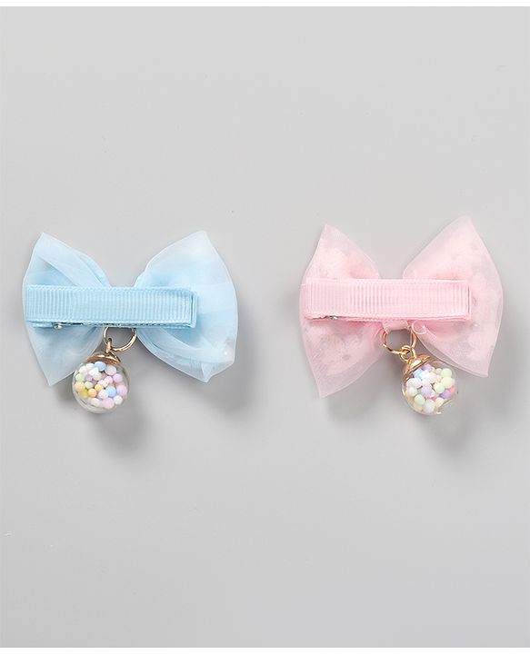 Babyhug Free Size Bow & Butterfly Clips Pack of 4 - Blue & Pink
