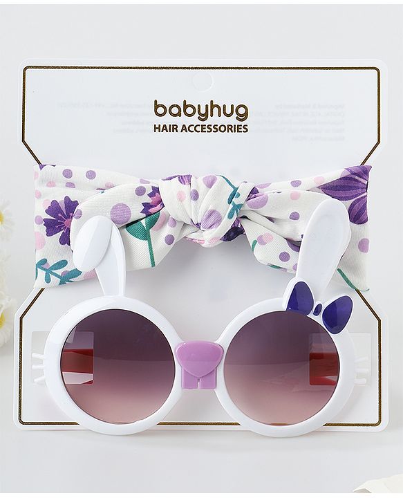 Babyhug Free Size Headband with Sunglasses - White