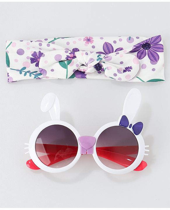 Babyhug Free Size Headband with Sunglasses - White