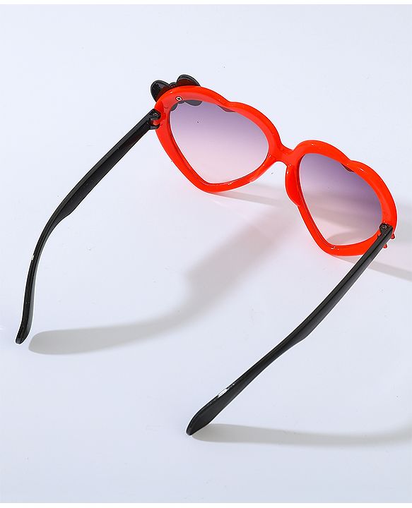 Babyhug Free Size Bow Headband with Heart Shape Sunglasses - Red