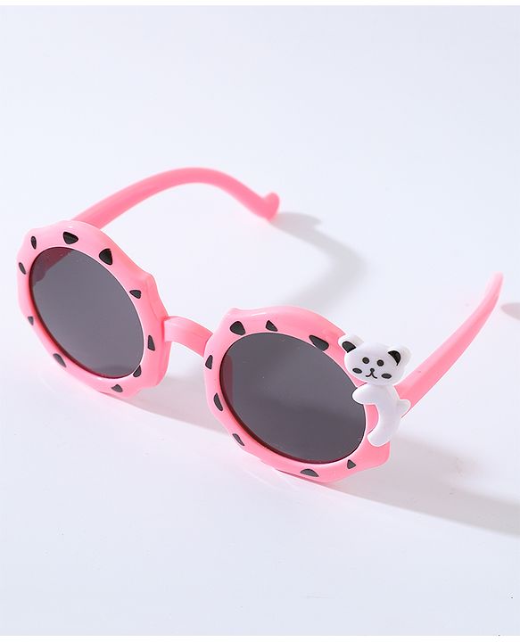 Babyhug Free Size Bow Headband with Round Sunglasses - Dark Pink
