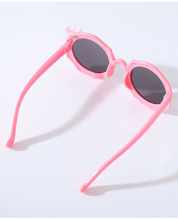 Babyhug Free Size Bow Headband with Round Sunglasses - Dark Pink