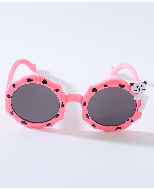Babyhug Free Size Bow Headband with Round Sunglasses - Dark Pink