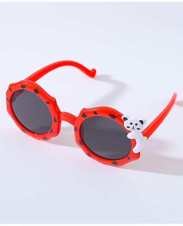 Babyhug Free Size Bow Headband with Round Sunglasses - Red