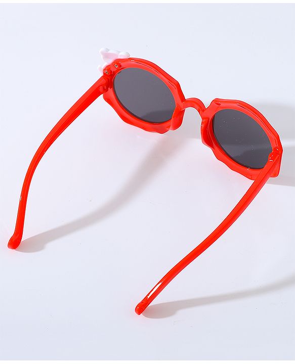 Babyhug Free Size Bow Headband with Round Sunglasses - Red