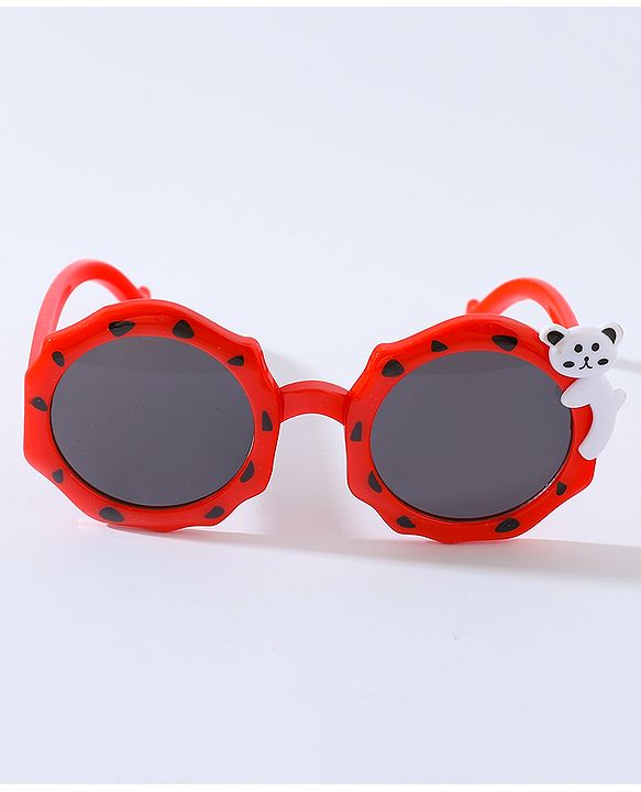 Babyhug Free Size Bow Headband with Round Sunglasses - Red