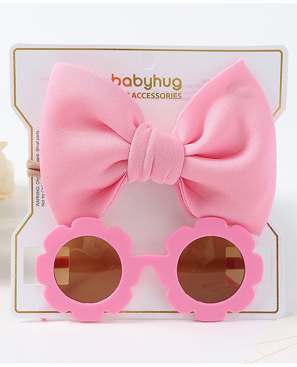 Babyhug Free Size Bow Headband with Sunglasses - Black