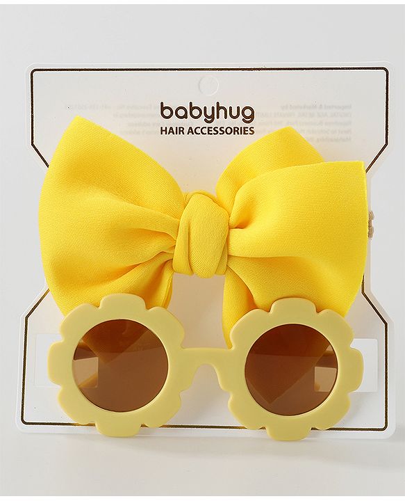 Babyhug Free Size Bow Headband with Sunglasses - Black